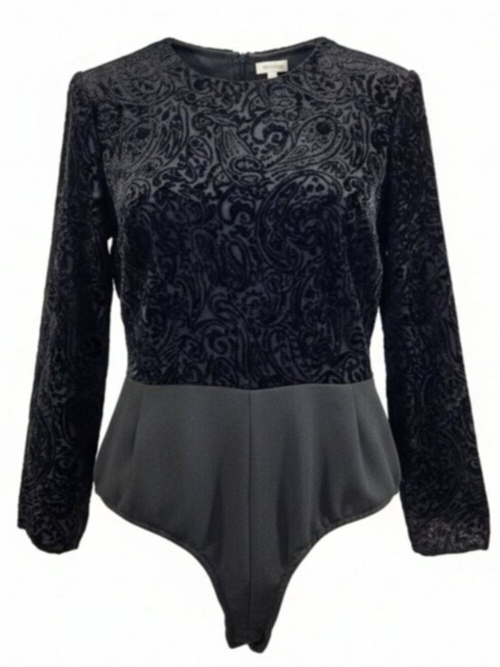 Dorothy Samuel Vintage Black Burnout Velvet Paisley Bodysuit Goth SZ 6 M5306-BS